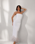 Robe coquillage à plumes