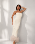 Robe coquillage à plumes