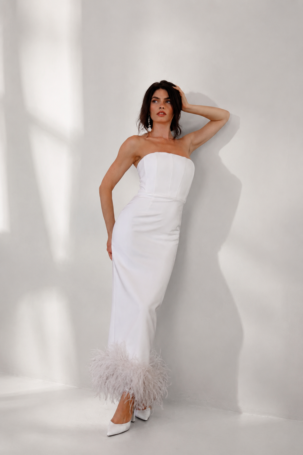 Robe coquillage à plumes