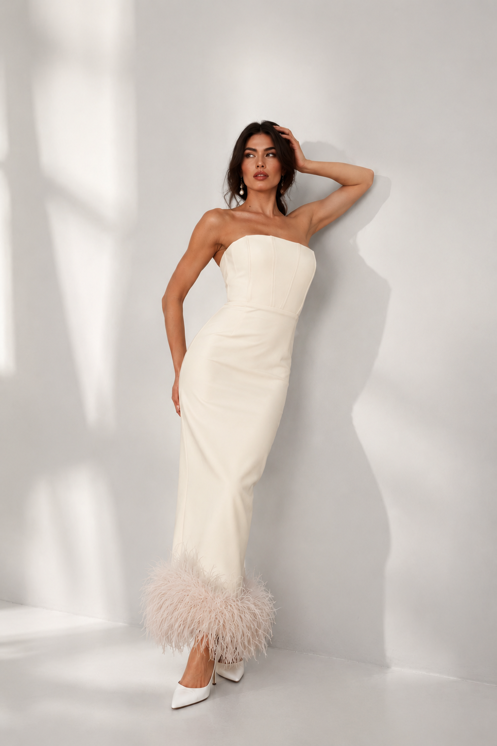 Robe coquillage à plumes