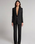 Costume milanais à un bouton avec pantalon palazzo